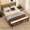 Metal Bed Frame Industrial Platform Bed with Wooden Headboard